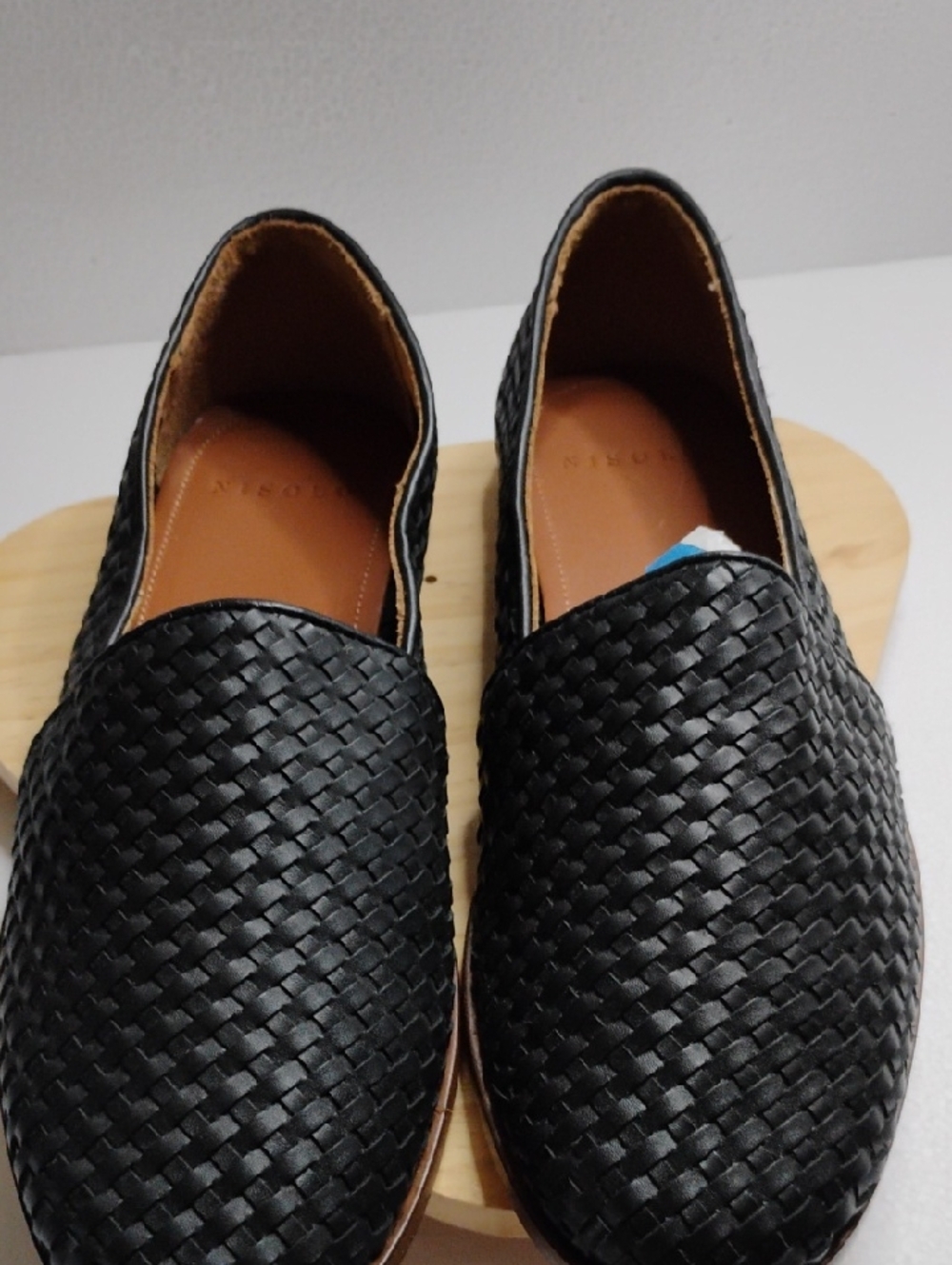 Nisolo Black Woven Leather Slip-On Loafers